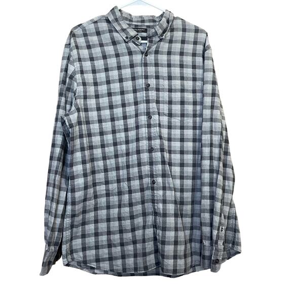 Banana Republic Slim Fit Luxe Flannel Button Up Shirt Size XLarge Gray Plaid - Picture 1 of 7